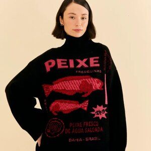 Farm Rio Peixes Oversize mock neck sweater